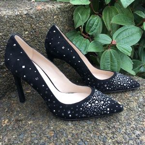 Pelle Moda New Black Rhinestone Heels 7.5M